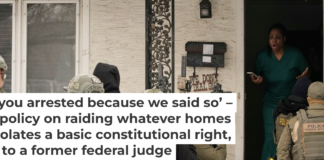 Teyana Gibson Brown, wife of Liberian immigrant Garrison Gibson, reacts after a federal immigration officer arrested her husband in a warrantless raid in Minneapolis, Jan. 11, 2026, in what a judge later ruled was a violation of Gibson’s Fourth Amendment rights. AP Photo/John Locher